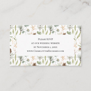 Tarjeta De Visita RSVP para sitio web de boda rústica en el bosque