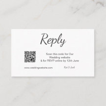 RSVP QR sitio web de boda simple negro blanco RSVP