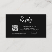 RSVP QR sitio web de boda simple negro blanco RSVP