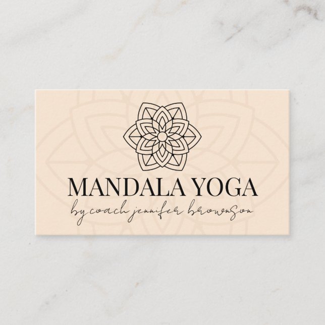 Tarjeta De Visita Rubor Beige Spiritual Yoga Mandala (Anverso)