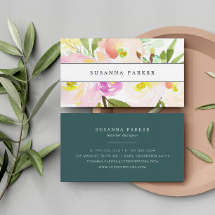 Tarjeta De Visita Rubor Bloom   Floral acuarela