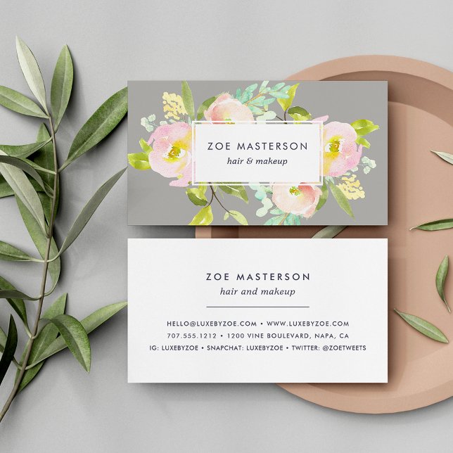 Tarjeta De Visita Rubor Bloom | Floral moderna (Subido por el creador)