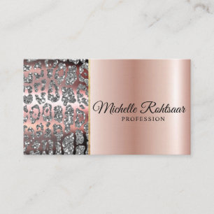 Tarjeta De Visita Rubor Chic Rosa Dorado Glitter Mármol Ágata Monogr
