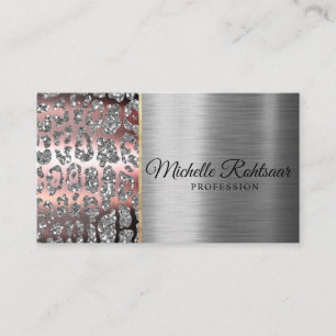 Tarjeta De Visita Rubor Chic Rosa Dorado Glitter Mármol Ágata Monogr