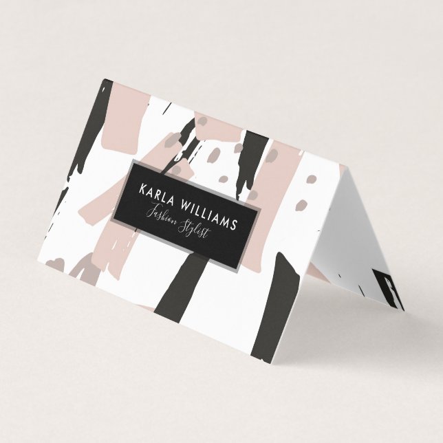 Tarjeta De Visita Rubor Crash Moderno BrushStrokes Composición (Anverso)