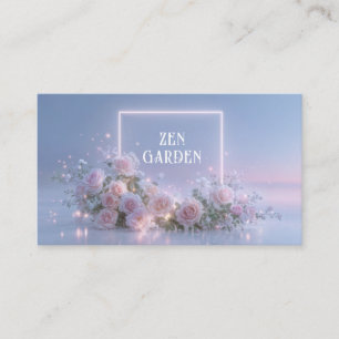 Tarjeta De Visita Rubor Etéreo Rosa Floral y Resplandor Pastel