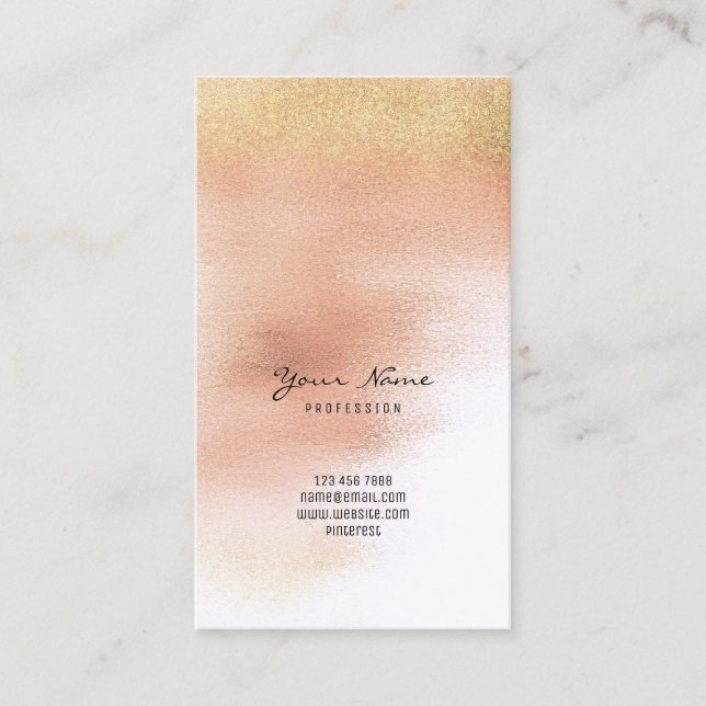 Tarjeta De Visita Rubor Foxier Gold Purpurina Peach Pastel Ombre Gla (Anverso)
