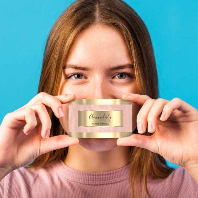 Tarjeta De Visita Rubor Gold Framed Elegant Profesional Moderno (Subido por el creador)