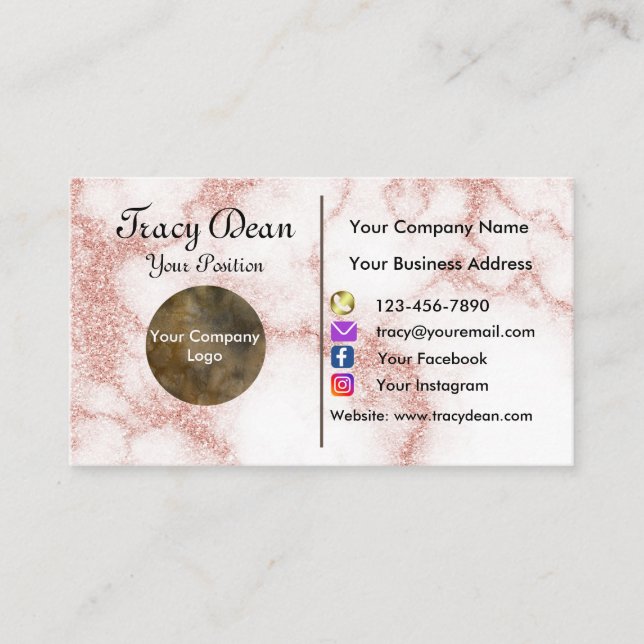 Tarjeta De Visita Rubor Pink and Gold Personalizado Profesional Mode (Anverso)