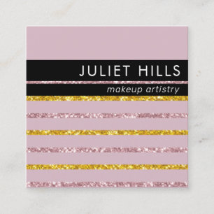Tarjeta de visita Rubor Pink and Gold Square