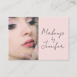 Tarjeta De Visita Rubor Pink Black Script Photo Makup