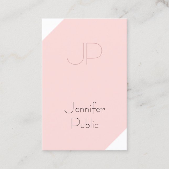 Tarjeta De Visita Rubor Pink Creative Monogram Clean Luxury (Anverso)