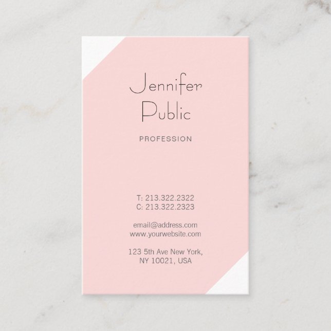 Tarjeta De Visita Rubor Pink Elegant Clean Plain Luxury Profesional (Anverso)