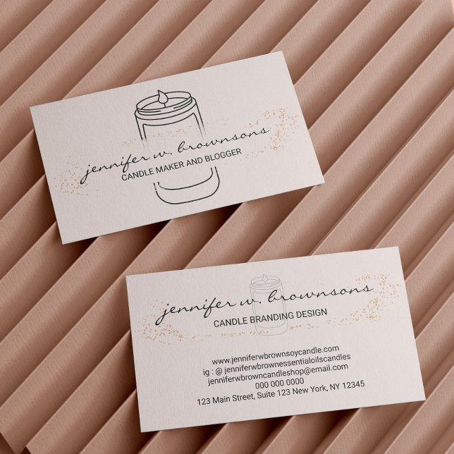Tarjeta De Visita Rubor Pink elegante y simple soja (Blush Pink elegant simple soy candle Business Card)