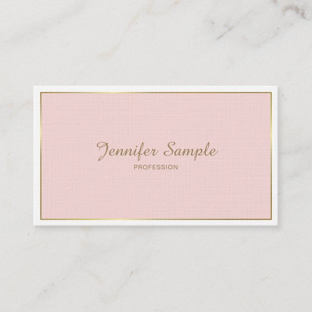 Tarjeta De Visita Rubor Pink Gold White Modern Elegant Trendy Luxury (Anverso)