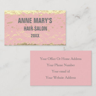 Tarjeta De Visita Rubor Pink Hair Salon Gold Purpurinas Patrones Gir