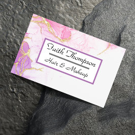 Tarjeta De Visita Rubor Pink Marble Hair Stylist