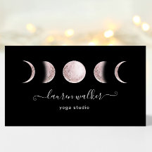 Rubor Pink Moon Phases Yoga Studio Business Card