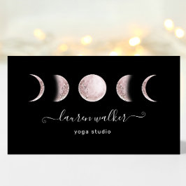 Tarjeta De Visita Rubor Pink Moon Phases Yoga Studio Business Card