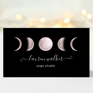 Tarjeta De Visita Rubor Pink Moon Phases Yoga Studio Business Card