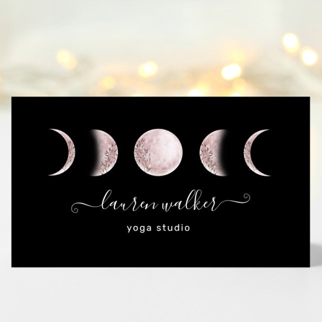 Tarjeta De Visita Rubor Pink Moon Phases Yoga Studio Business Card (Subido por el creador)
