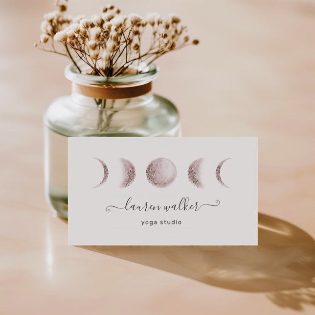 Tarjeta De Visita Rubor Pink Moon Phases Yoga Studio Business Card (Subido por el creador)