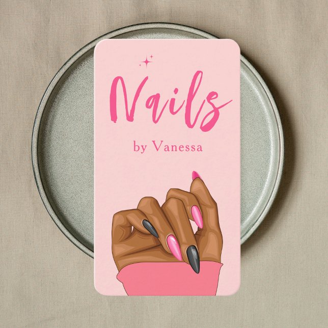 Tarjeta De Visita Rubor Pink Nail Technician Qr Code Nails Art Salon (Subido por el creador)