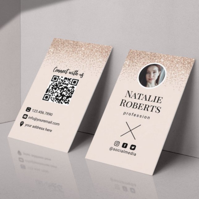 Tarjeta De Visita Rubor Pink QR Code Añadir tu foto (Subido por el creador)