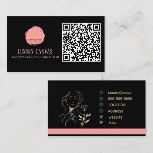 Tarjeta de visita Rubor Pink QR Code Beauty de luj