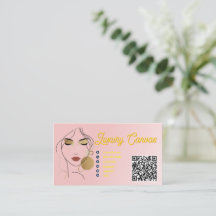 Tarjeta de visita Rubor Pink QR Code Beauty de luj