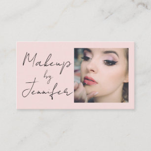 Tarjeta De Visita Rubor Pink Script Photo Makup