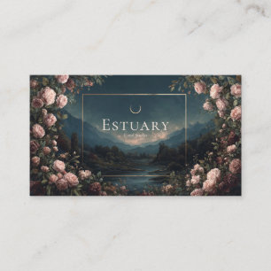 Tarjeta De Visita Rubor Rosa Crepúsculo Montaña Cuarto Creciente Lun