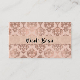 Tarjeta De Visita Rubor Rosa Dorado Rosa Glamour Moderno Damask
