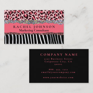 Tarjeta De Visita Rubor Rosa Femenino Glam Retro Empresarial Moderna
