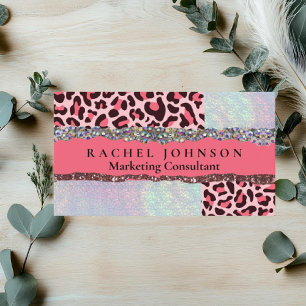 Tarjeta De Visita Rubor Rosa Femenino Moderno Glam Retro Negocios