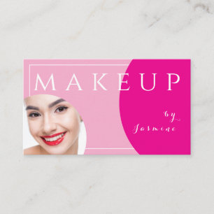 Tarjeta De Visita Rubor Rosa Fucsia Tapas Blancas Foto Maquillaje