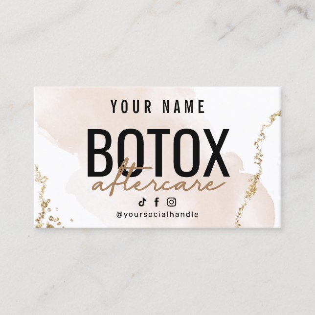 Tarjeta De Visita Rubor Rosa Gold Botox Aftercare Card (Anverso)