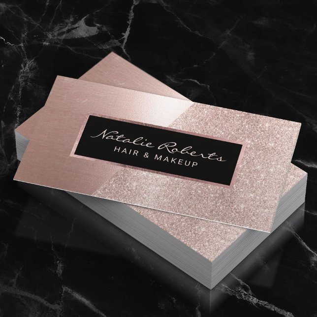 Tarjeta De Visita Rubor Rosa Gold Purpurina Salón de belleza moderno (Subido por el creador)