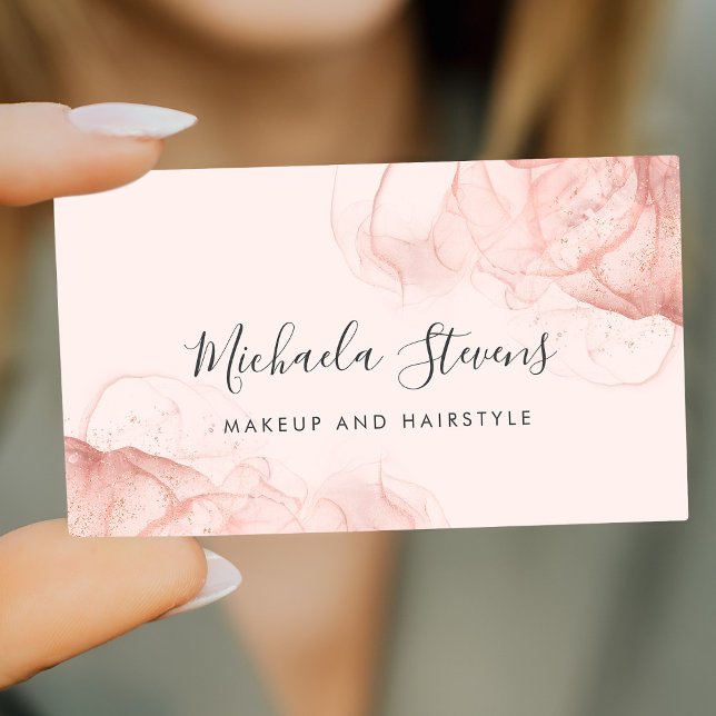 Tarjeta De Visita Rubor rosa oro rosa escritura elegante script (Subido por el creador)