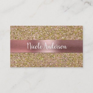 Tarjeta De Visita Rubor Rosa y Dorado Glam Brillante