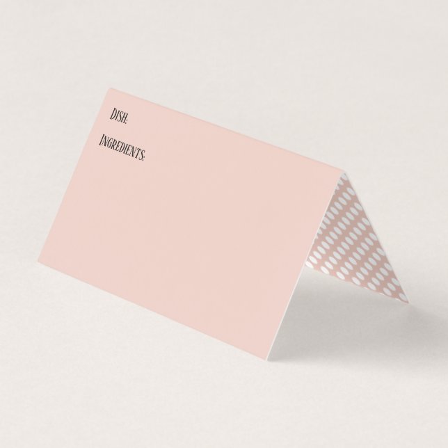 Tarjeta De Visita Rubor & White Polka Dots Postluck Dish Recetas (Anverso)