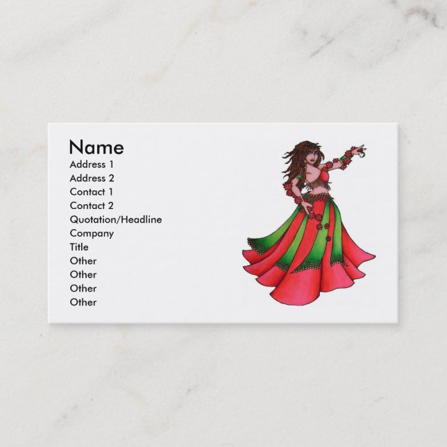Tarjeta De Visita Ruby Belly Dancer Business Cards (Anverso)