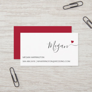 Tarjeta De Visita Ruby Heart Simple Elegante Personalizado de Tipogr