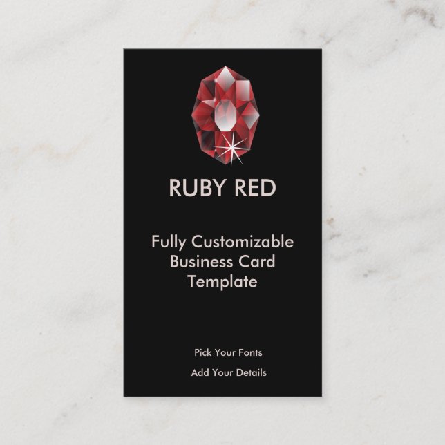 Tarjeta De Visita Ruby Jewel - Logo de Red Ruby (Anverso)