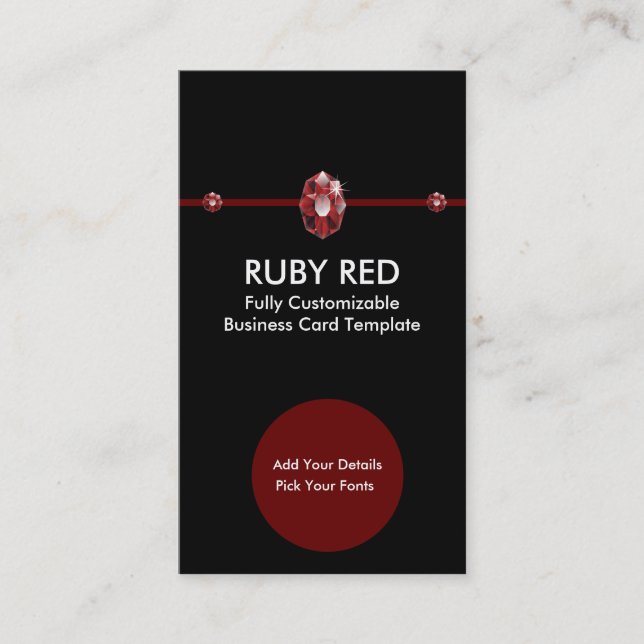 Tarjeta De Visita Ruby Jewelry - Logo Diamante de imitación de la Ru (Anverso)