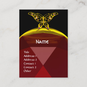 Tarjeta De Visita RUBY MONOGRAM MARIPOSA HYPER amarillo rojo negro