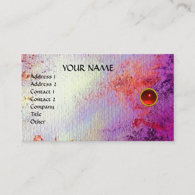 Tarjeta De Visita Ruby rojo MON, Agante gris, rojo brillante, blanco (Anverso)