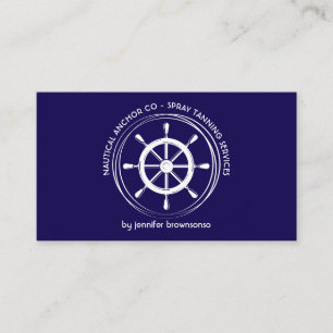 Tarjeta De Visita Rueda de barco náutica azul marino