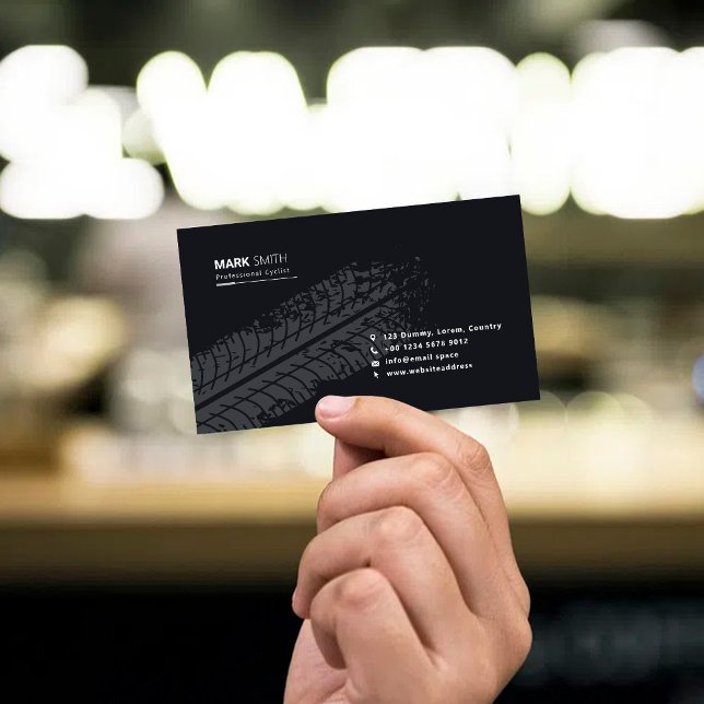 Tarjeta De Visita Rueda de bicicleta Imprimir patrón negro simple ne (Subido por el creador)