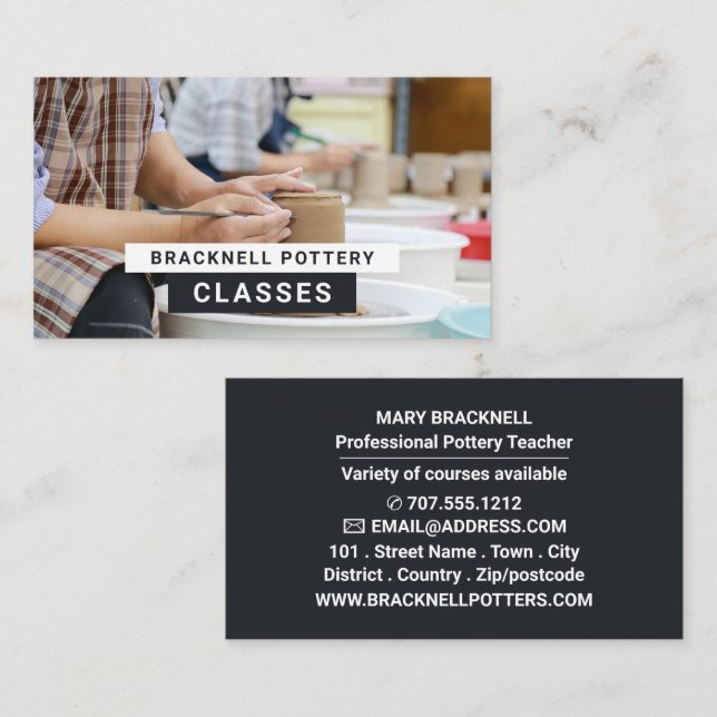 Tarjeta De Visita Ruedas de postre, clases de alfarería, alfareros (Anverso / Reverso)
